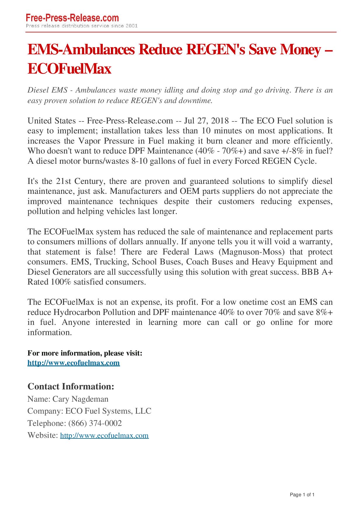 EMS Ambulance Press Release7 25 18