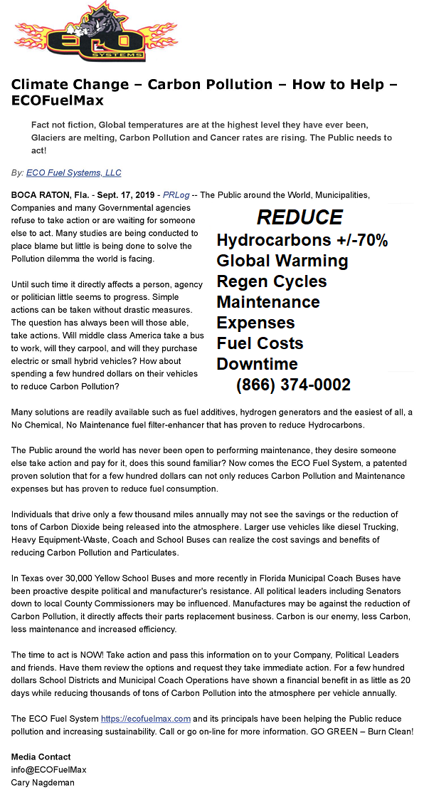 Climate Change Carbon Pollution How to Help9 17 19