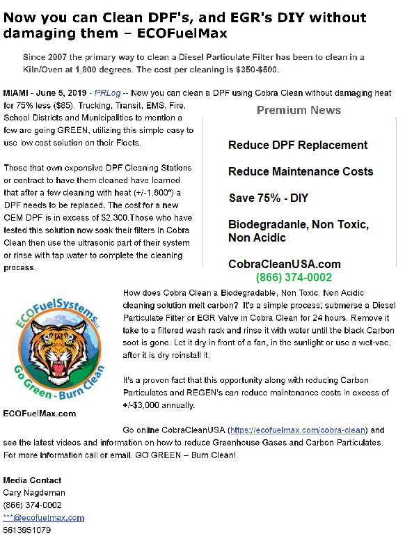 Cobra Clean Clean DPF for 75 less