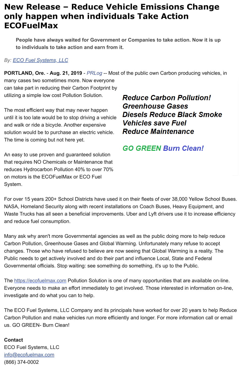 New Release Reduce Emissions