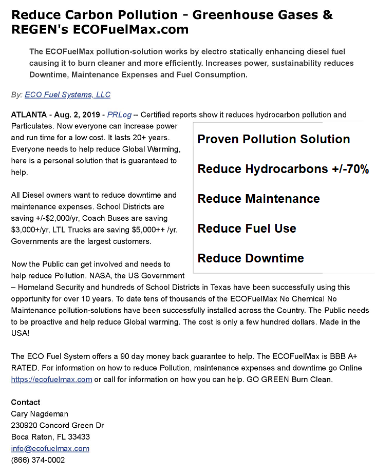 Reduce Carbon Pollutiom Greenhouse Gases