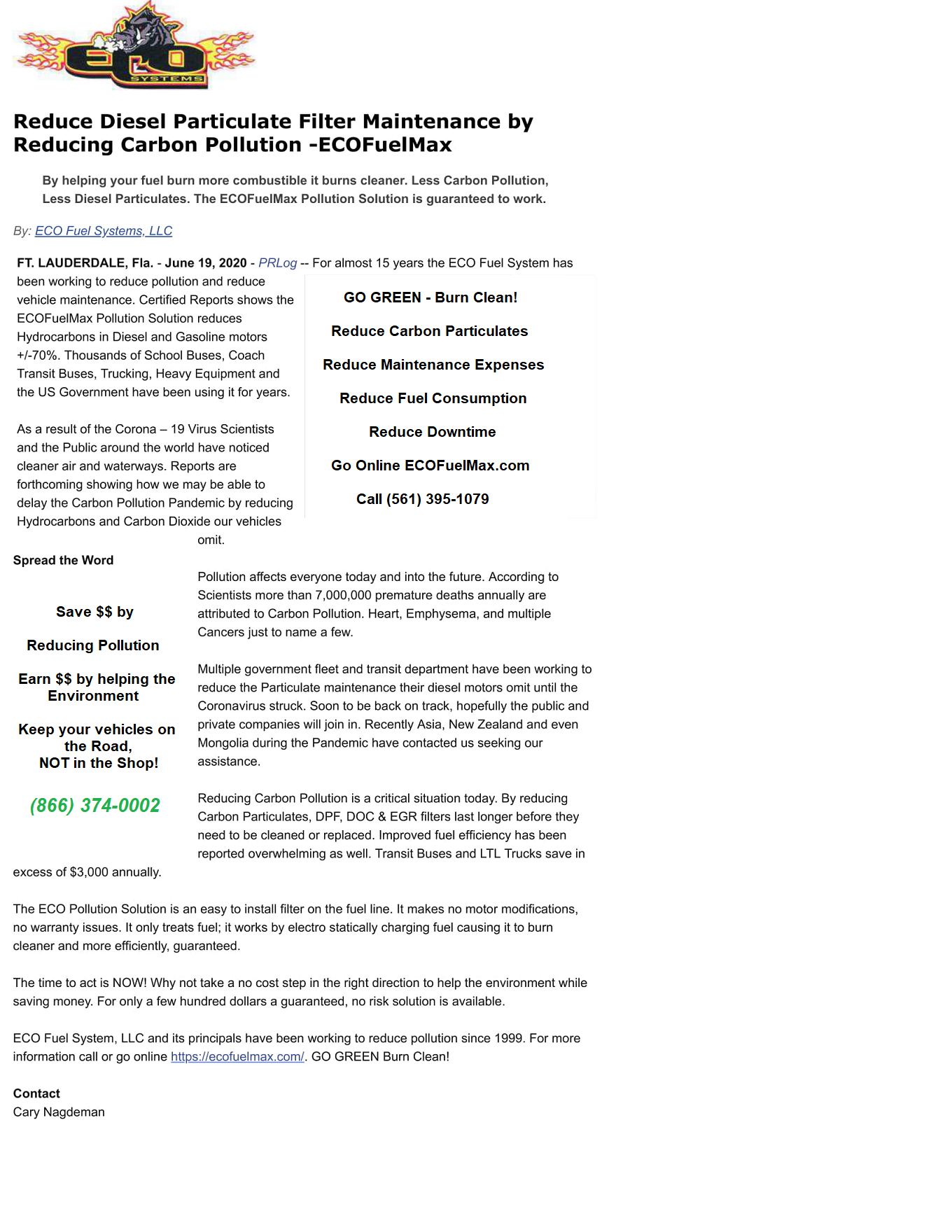 Reduce Diesel Particulates 6 19 20