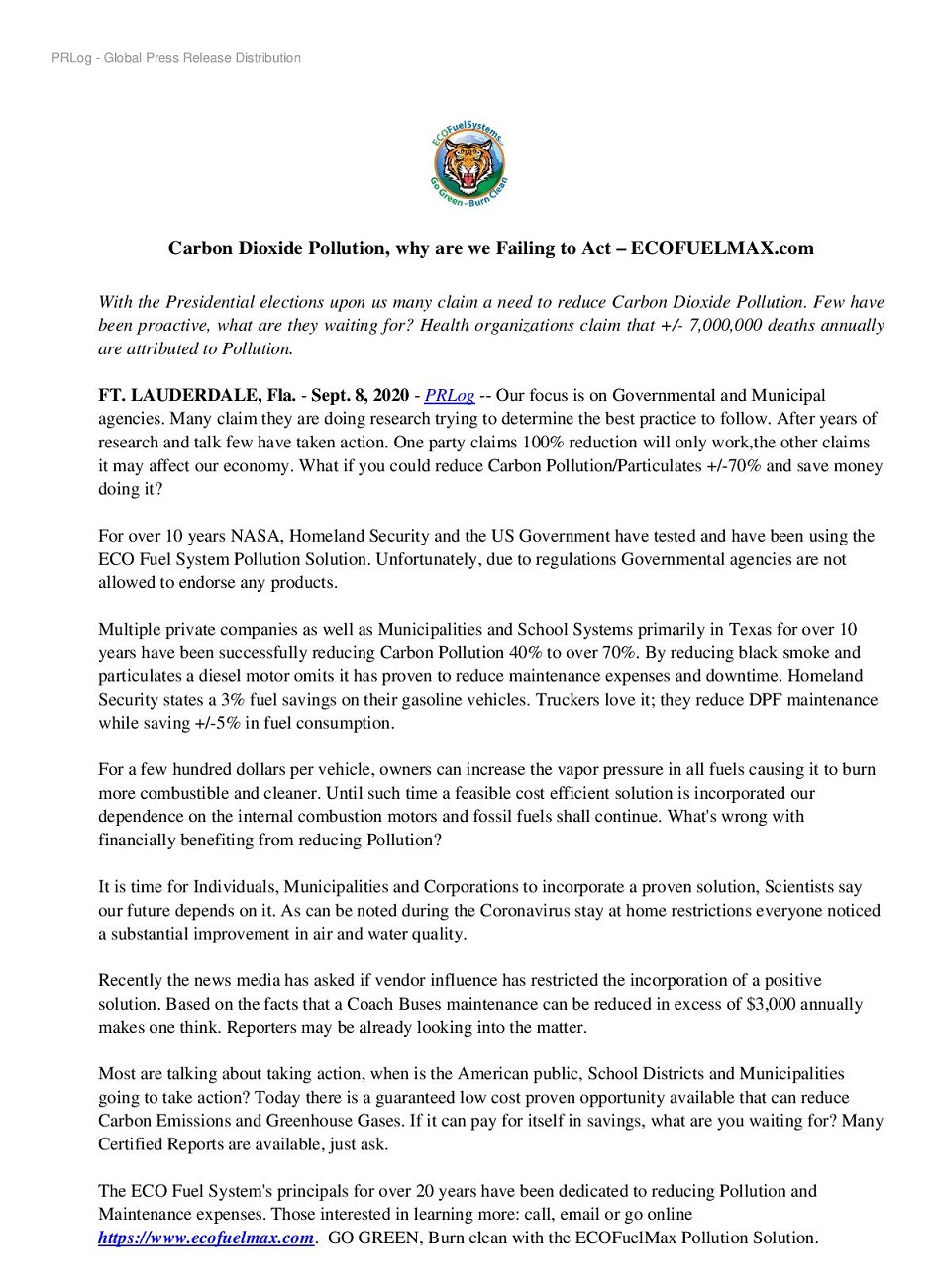 carbon dioxide pollution why are we failing to act ecofuelmaxcom 9 8 2020 page 001