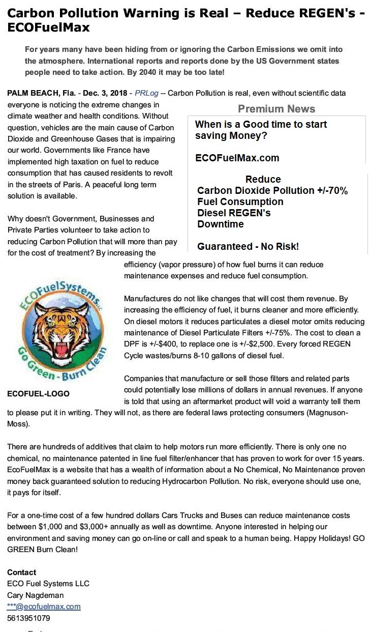 Carbon Pollution Warning 12 3 18