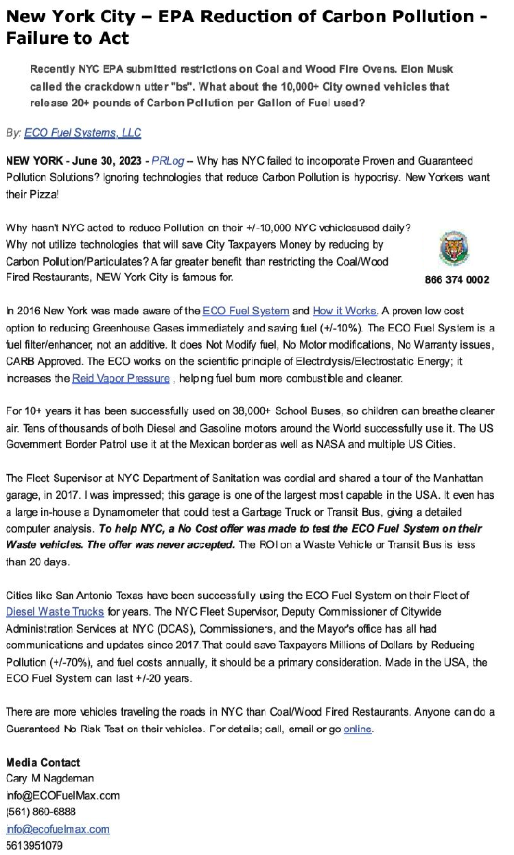 NYC EPA Reductionof Carbon Pollution Failure to Act 6 30 23